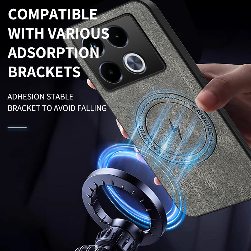Magnetic Napa-Textured PU Leather Shockproof Bumper Case with MagSafe Compatibility