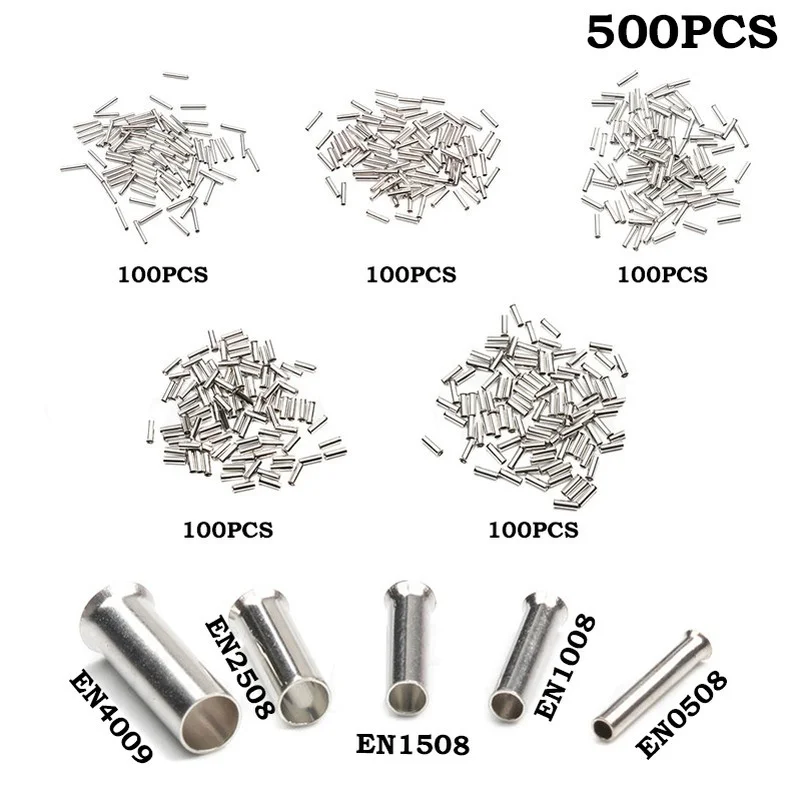 500Pcs/Set Copper Tube shaped Bare Terminals Wire Copper Crimp