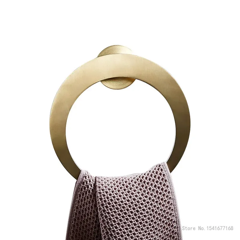 Nordic Style Brushed Gold Stainless Steel Towel Rack Bathroom Towel Ring Paper Towel Rack Triangle Basket Toilet Brush Shelf 1Pc