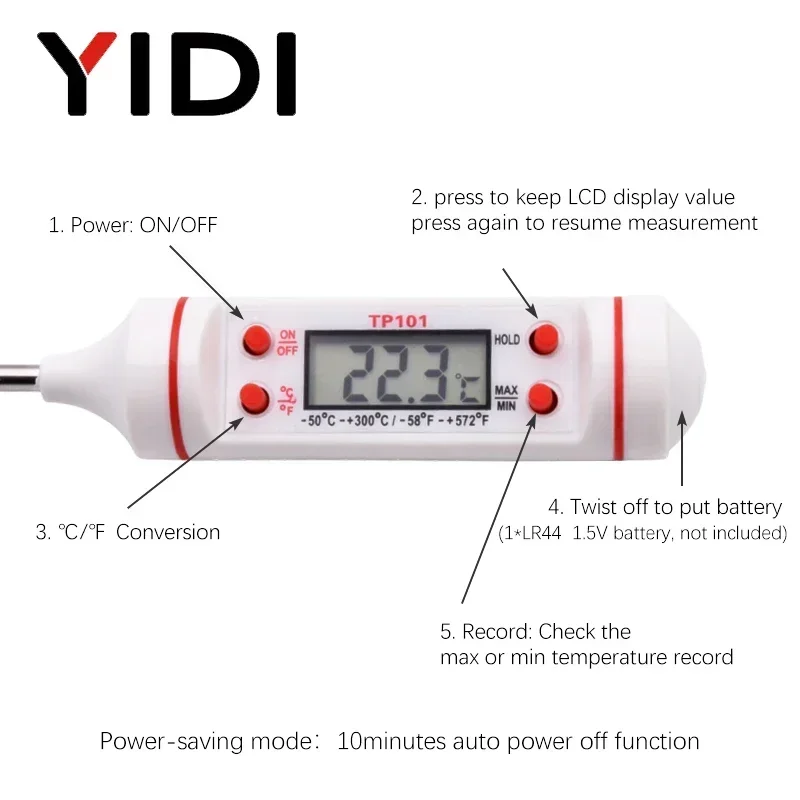 Thermometer digital mit Messstift aus nichtrostendem Stahl