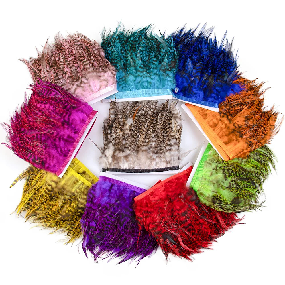 1Meter Colored Chicken Feathers Trim 4-6inch Natural Pheasant Rooster Plumes Fringe Ribbon Craft DIY Sewing Clothing Dress Decor