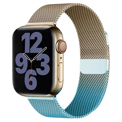 Elegant Milanese Loop Metal Strap for Apple Watch - Premium Stainless Steel Band (Blue Rose Gold)