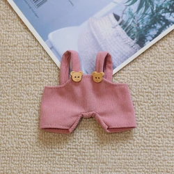 Bear Overalls for Plush Vinyl Face Doll - Cute Labubu Baby Doll Clothes Pendant Accessory (Deep pink)