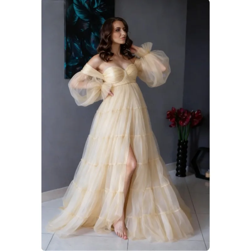 فستان لجلسات تصوير الأمومة | فستان كورسيه منفوش مع...