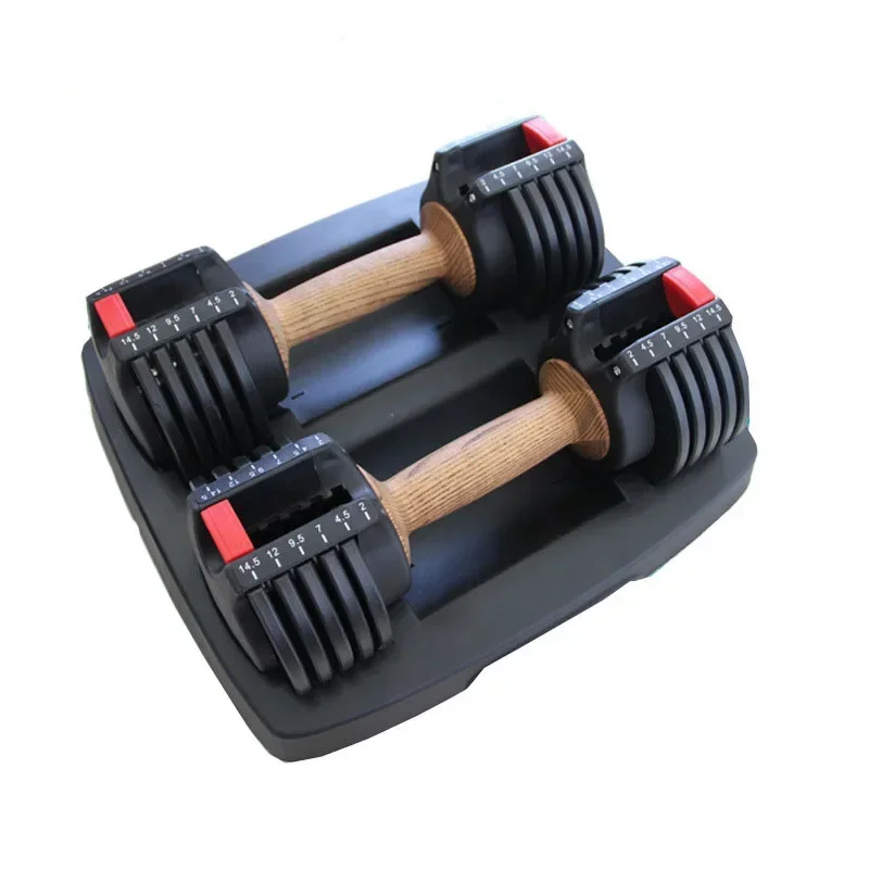 home used fitness equipment 14.5lb /6.6kg adjustable dumbbell Set with wooden handle for body building