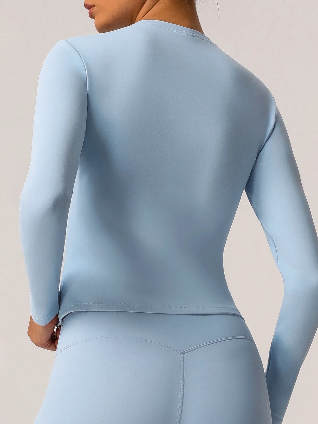 Warm Long Sleeve Top Yoga Clothing for Women Solid Color Round Neck Slimming Fitness Exercise Sports Wear Gym T-shirt 8924