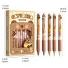 5pcs Capybara Gel Pens Set Metal Cartoon Patch 0.5mm Ballpoint Black Color Ink for Writing F7629 5