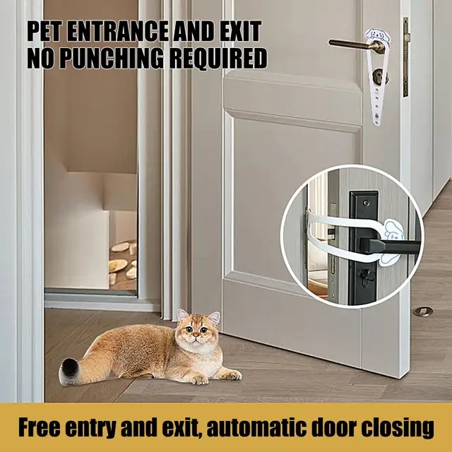 Cat Door Latch With Design Cat Door For Exterior Door Keeps Dogs Out Of Litter & Food Dog Proof Cat Feeding Station Adjustable 3