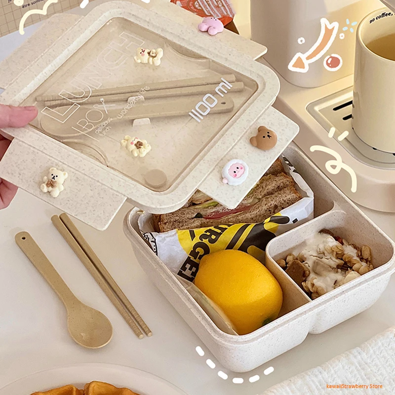 Divided Lunch Box, Wheat Straw Dinnerware Food Storage Container, Portable  Bento Box, Microwave Safe, Picnic Camping Food Fruit Container, Leakproof  Food Container, For Teenagers And Workers At School,canteen, Back School,  Home Kitchen