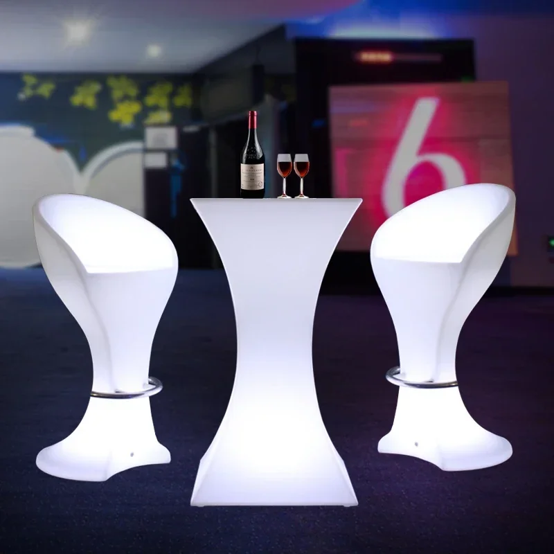 

Outdoor Qingba Luminous Entertainment High Foot Table Direct Sales LED Bar Table, Stool, Table and Chair