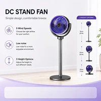 Ventilateur de sol 2-en-1 moderne avec 5 vitesses, puissant flux d'air, ventilateur sur pied USB portable pour la maison, la chambre et le bureau 4