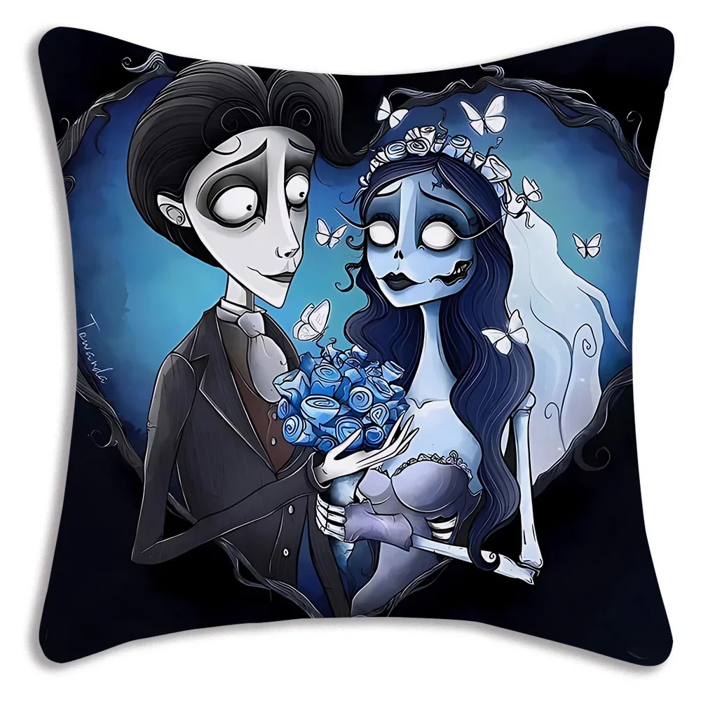 Anime C-Corpse Bride Cartoon Pillow Covers Cartoon Sofa Decorative Home Double-sided Printing Short Plush Cute Cushion Cover