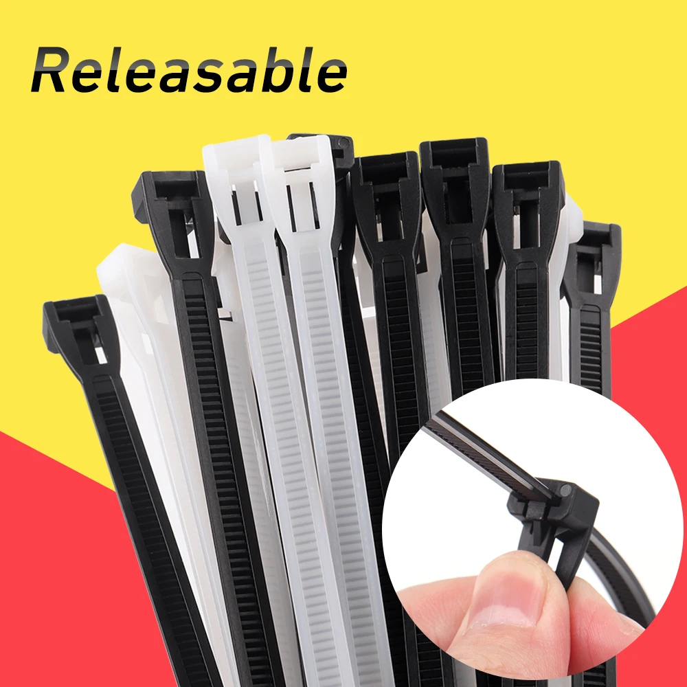 50PCS Detachable Reusable Nylon Zip Ties Reinforced Locks Super Toughness Environmental Protection nylon zip ties