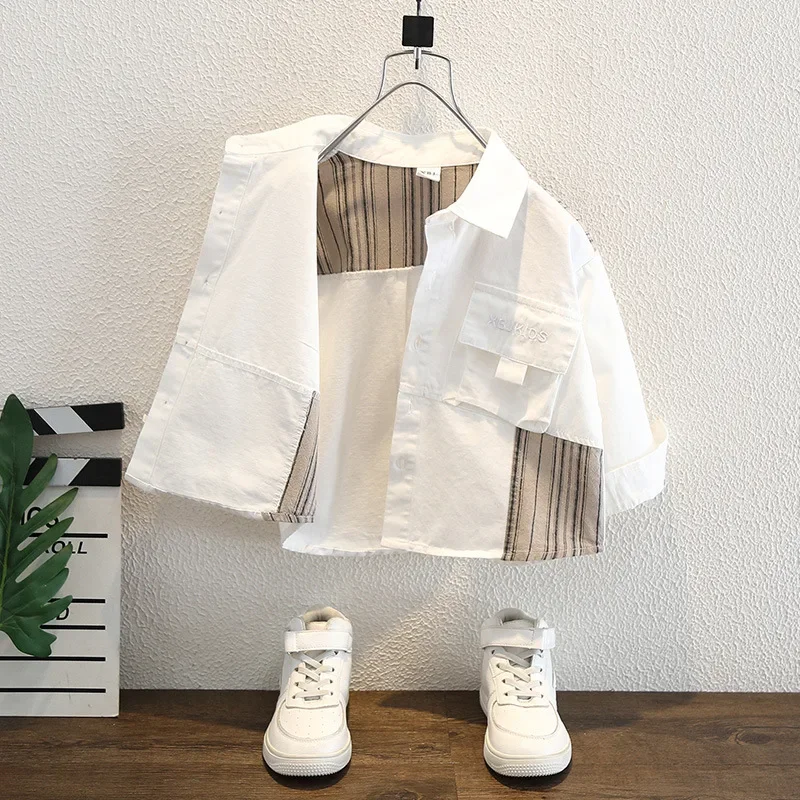 Children's Long Sleeve Shirt Jacket Casual Handsome Boy Clothes Stylish Boys' Blouse Autumn Fashion for Kids