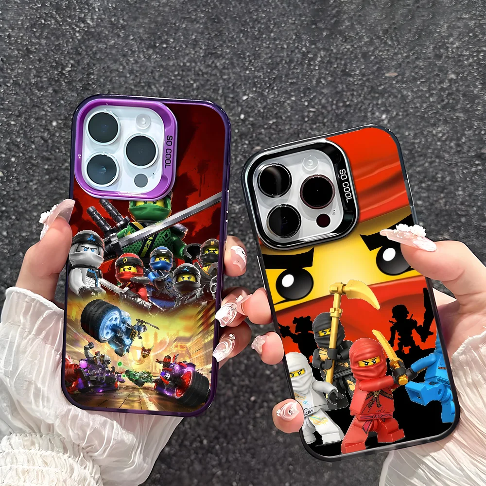 Cartoon phone case For iPhone 17 16 15 14 13 12 11 Pro Max Plus Mini IMD Color Silver Shell Cover N-Ninjago 1
