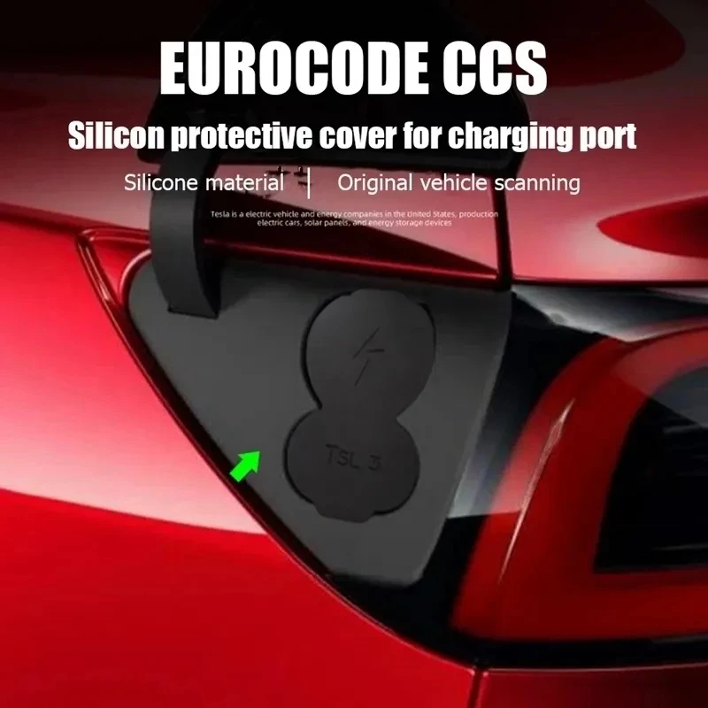 Protector de puerto de carga CCS EU para Tesla Model 3/Y, 2017-2022, impermeable, a prueba de polvo, tapa de enchufe de silicona suave, accesorios de coche