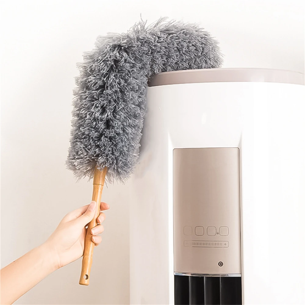 2024 Wooden Handle Microfiber Duster Electrostatic Adsorption Bendable Anti Dusting Brush Home Air-condition Car Furniture Clean