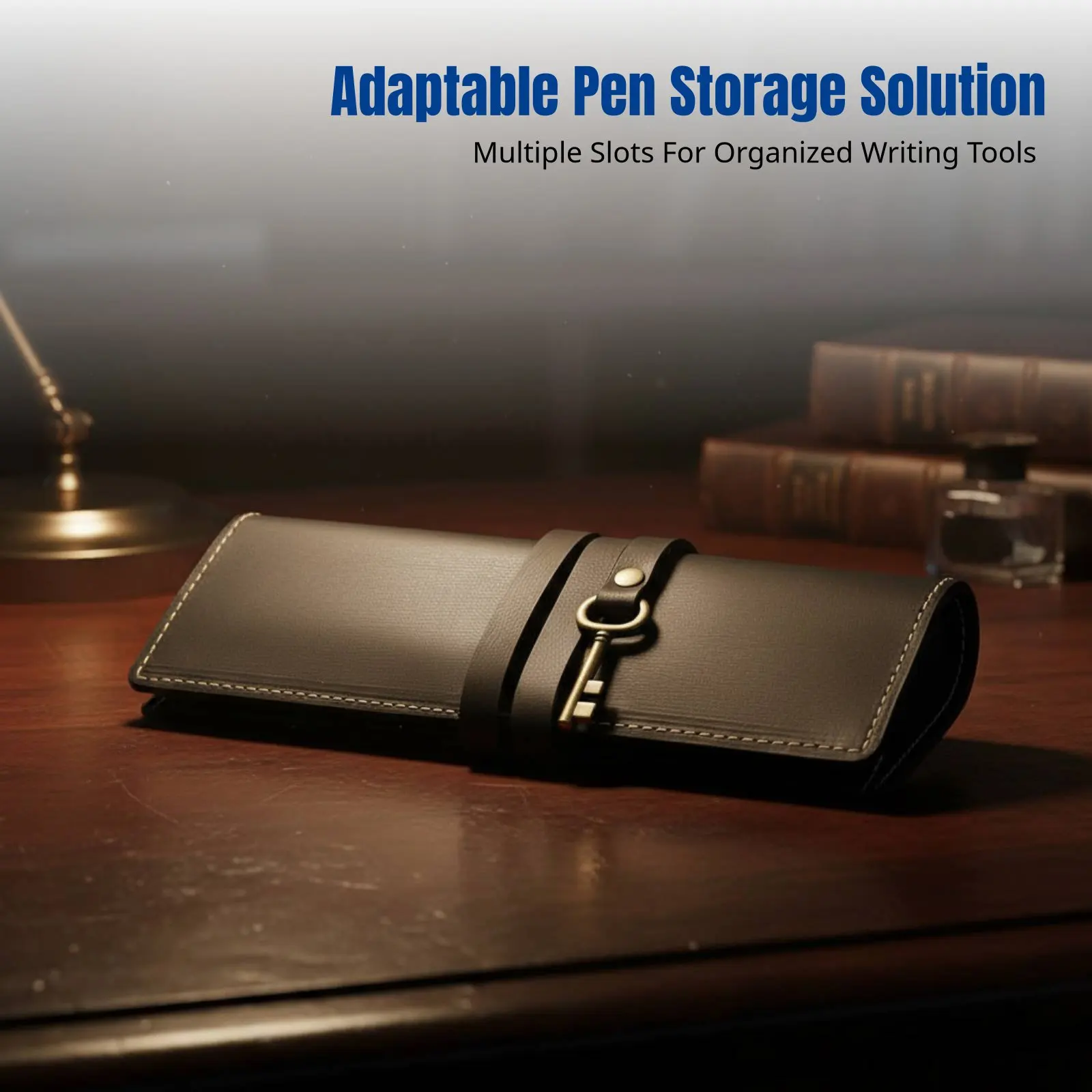 빈티지 소가죽 펜 롤, 천연 가죽 펜 케이스, 미니멀리스트 예술적 다기능 접이식 필기구 가방