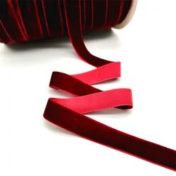Luxurious Velvet Ribbon for Elegant Decorations and DIY Crafts - 5 Yards, 6 - 25mm Width (Wine Red)