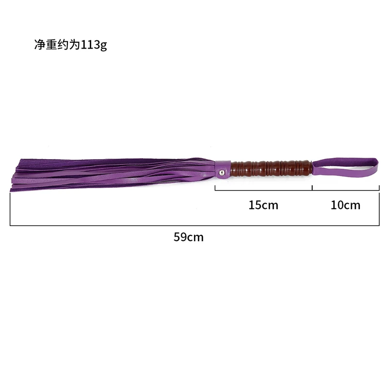 59CM PU Leather Bull Whip Custom Horse Whip with Wrist Strap，Riding Crop Party Flogger Horse Riding Whip 5