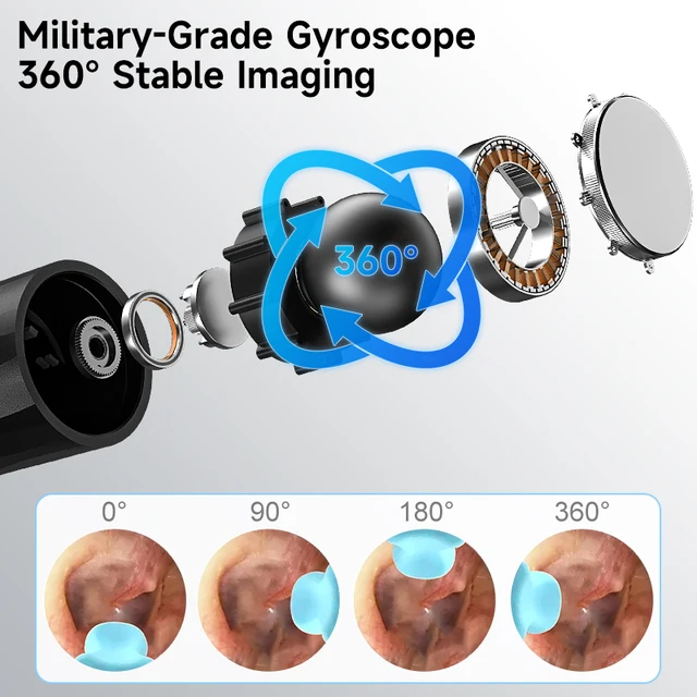 WiFi Visual Otoscope Ultra Thin 4.2mm 1080P Camera for iOS/Android Endoscope Ear Picker with Ear Spoon Base Inspection Camera 3