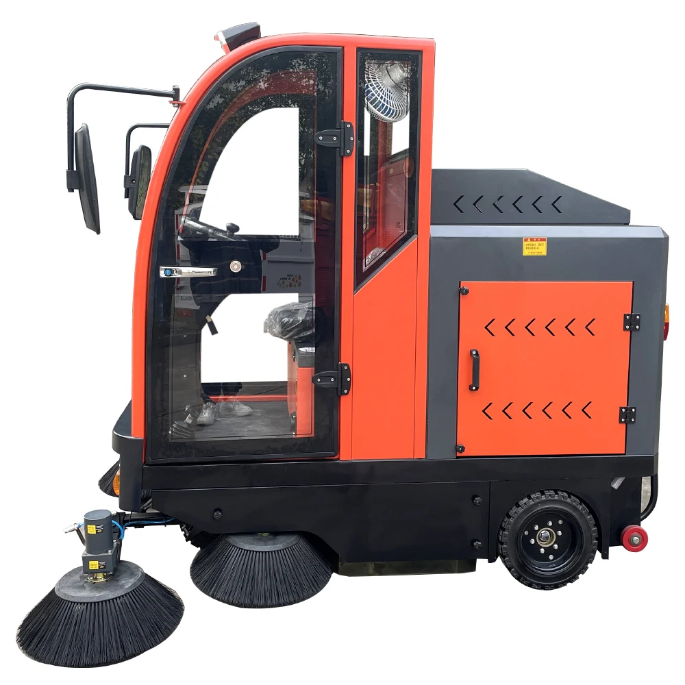All Closed Cab Electric Floor Sweeper Driving Type Road Sweeper Street Cleaning Machine