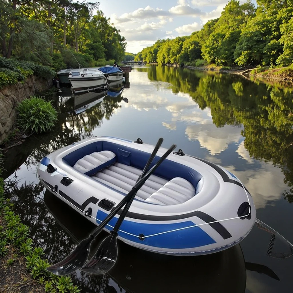 Bateau gonflable assault 2 à 4 personnes pour dérive pêche et rafting loisir fond épais