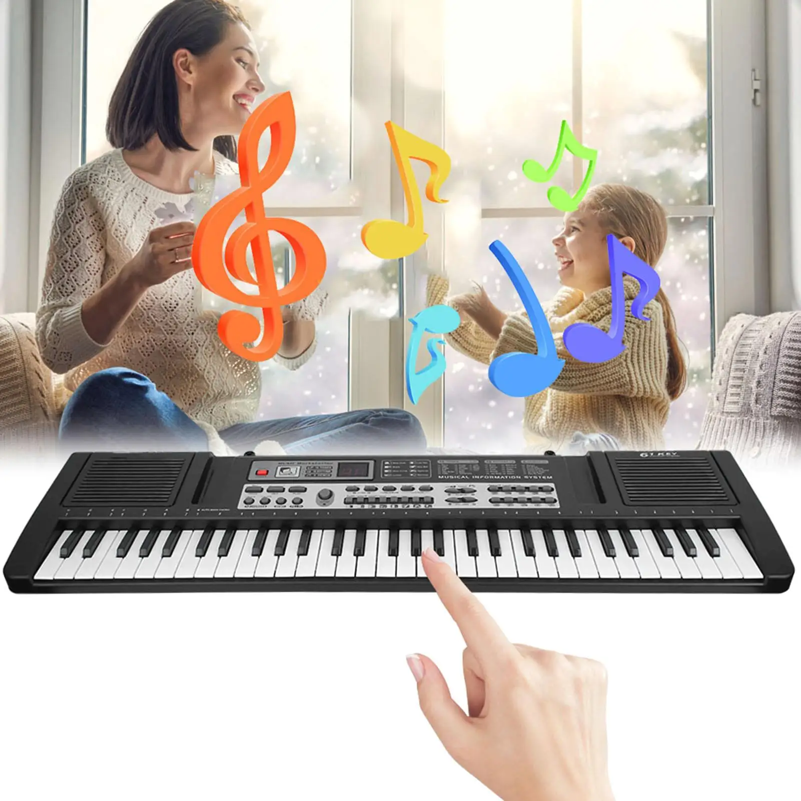 61 Keys USB Digital Keyboard Piano Portable MQ-6121 Electronic Organ with Mic Music Toy