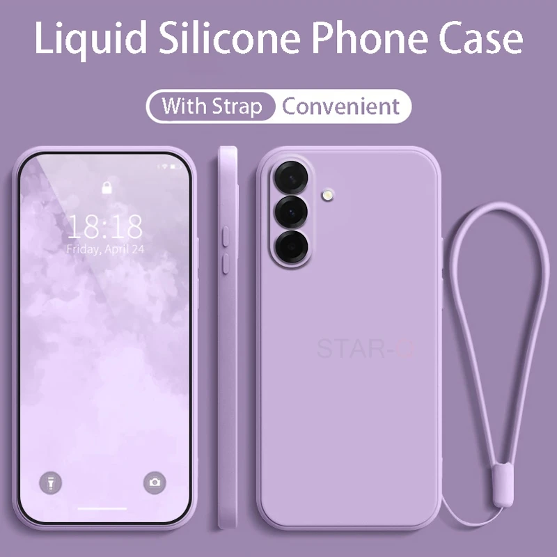 Luxury Liquid Silicone Phone Case with Lanyard - Soft Back Cover