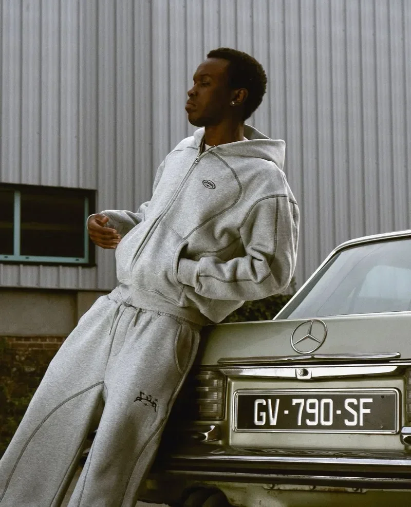 fashion High street hip hop new Y2k men clothing set retro trend casual sportswear personality pattern design loose sweatpants 4