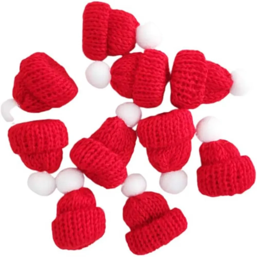 10Pcs Mini Christmas Hat Christmas Table Tree Decorations Ornament Wine Bottle Decoration Doll Accessories