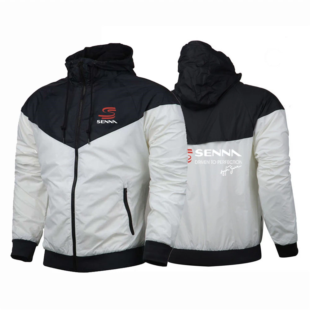 Men Ayrton Senna Spring and Autumn Printing Windproof Comfortable Casual Hooded Fashion Windbreaker Coat Tops