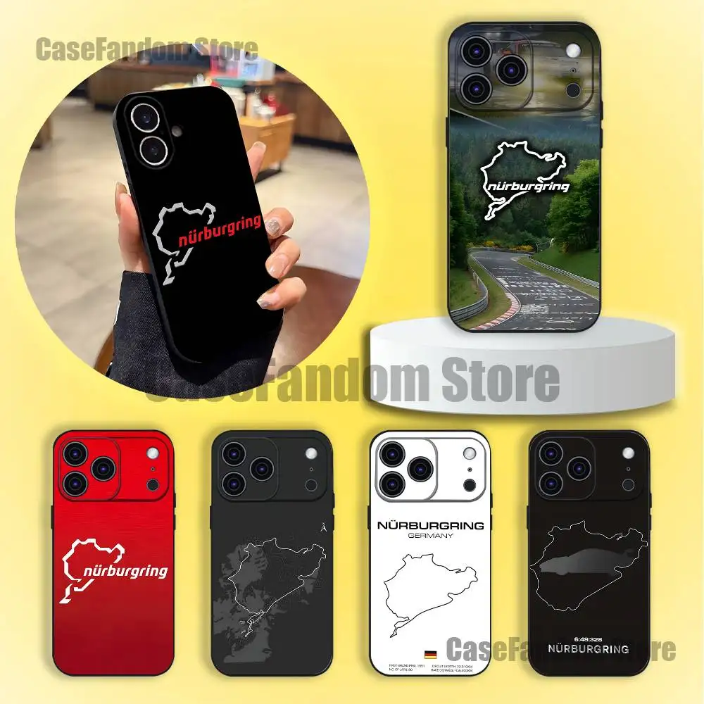 Nurburgring Sport Car Black Shockproof Phone Case - Sleek and Durable Soft Cover