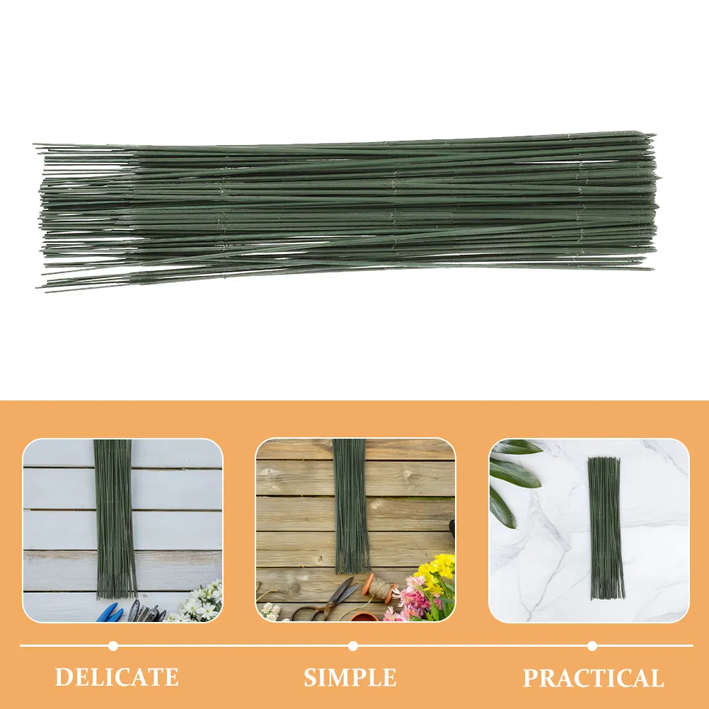 100Pcs 녹색 꽃 줄기 와이어 DIY 배열을위한 유연한 튼튼한 꽃 막대 인공 꽃 공예 용품