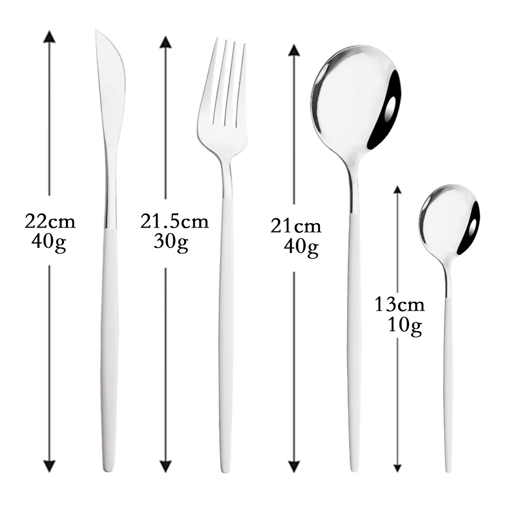 4Pcs White Silver