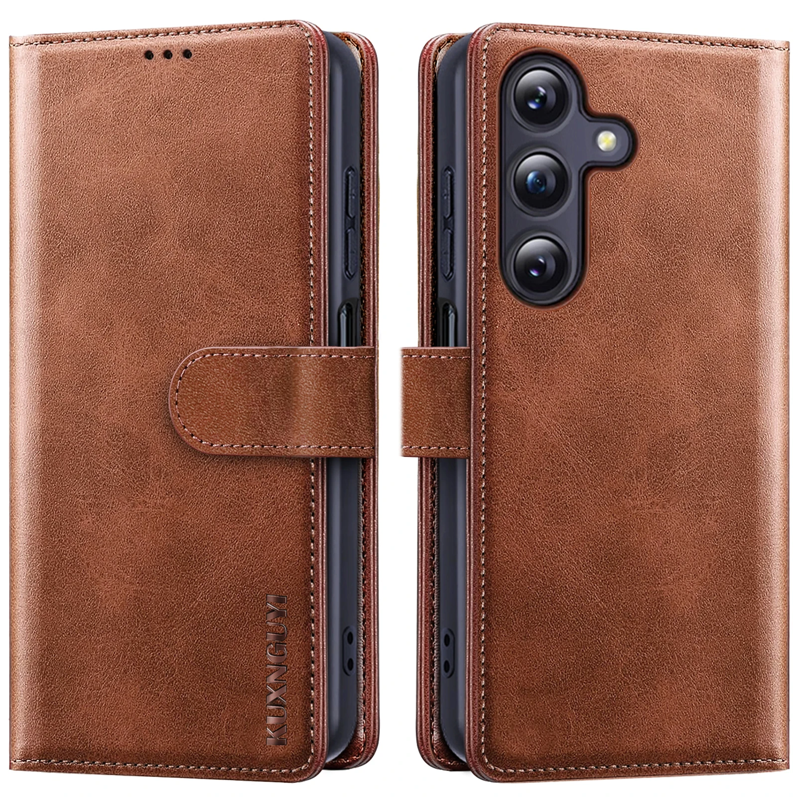 Magnetic PU Leather Wallet Phone Case with Card Slots and Shockproof Flip Stand