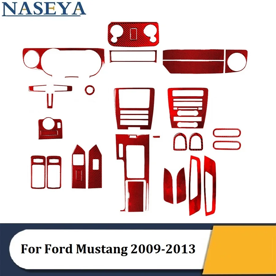 

For Ford Mustang 2009 2010 2011 2012 2013 Styling Accessories Car Interior Decorative Carbon Fiber Red Stickers