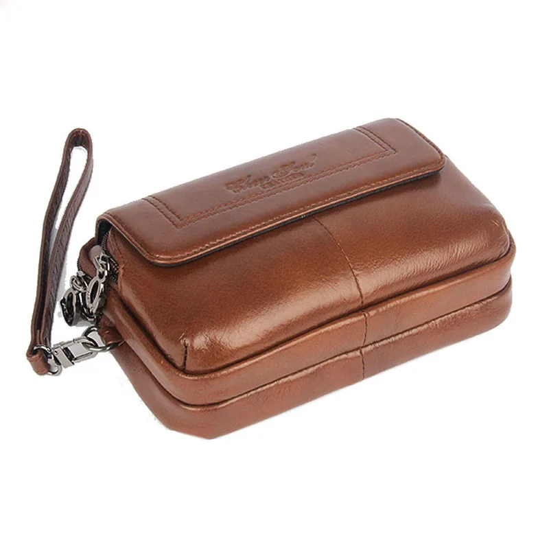 Sale Genuine Leather Men Cell/Mobile Phone Case Bag Fashion Trend Clutch Wrist Hand Bags Fanny Belt Purse Pouch Waist Pack