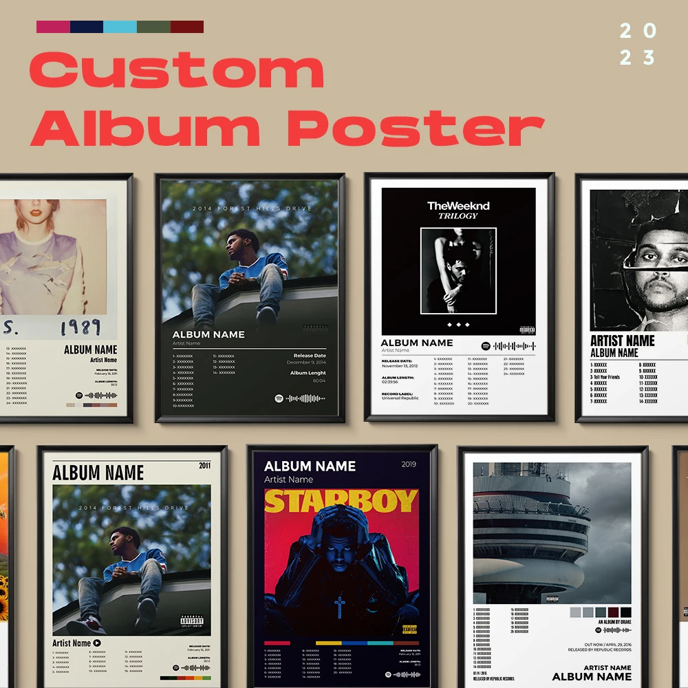 Personalizzato Personalizzato Banda Pop Music Album Track List Cover Art Wall Art Prints Canvas Painting Poster Pictures For Living Room