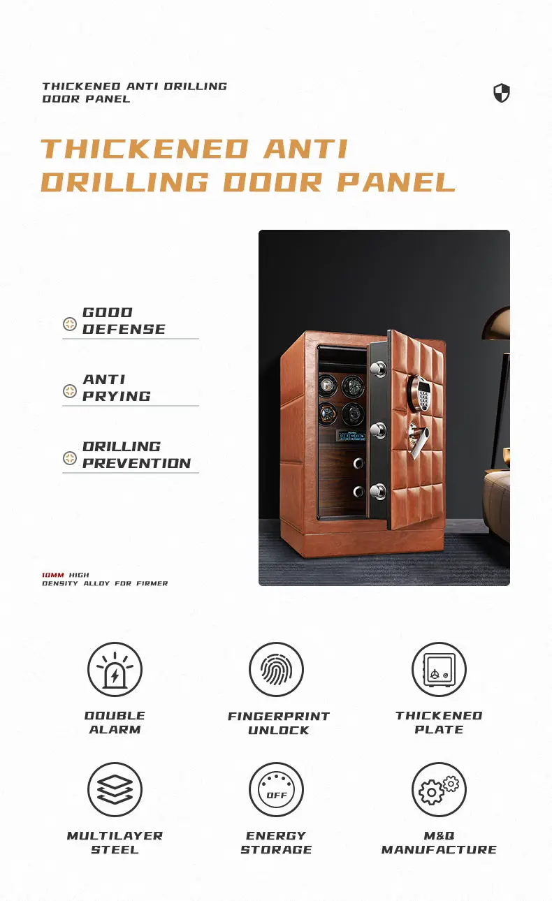 Premium 6,9,12-Slot Automatic Watch Winder Safe Box with Fingerprint, Digital Password ... - SKU LAWW1729 - UGI Packaging