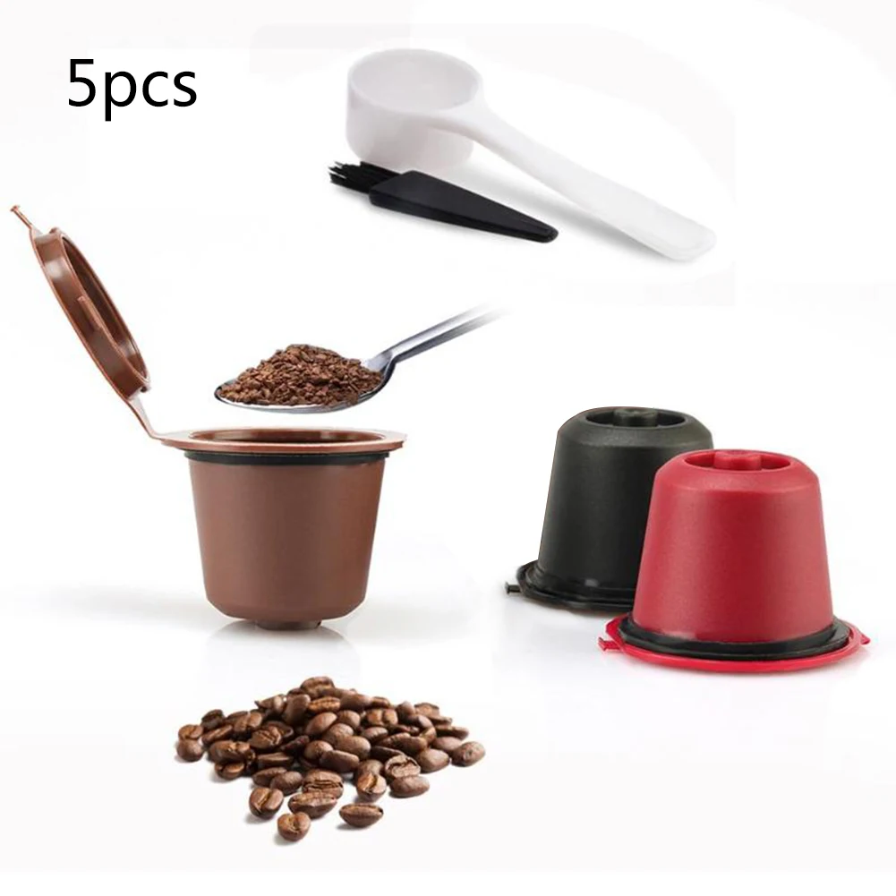 5pc Reusable Compatible Capsule For Nespresso Coffee Machine Refillable