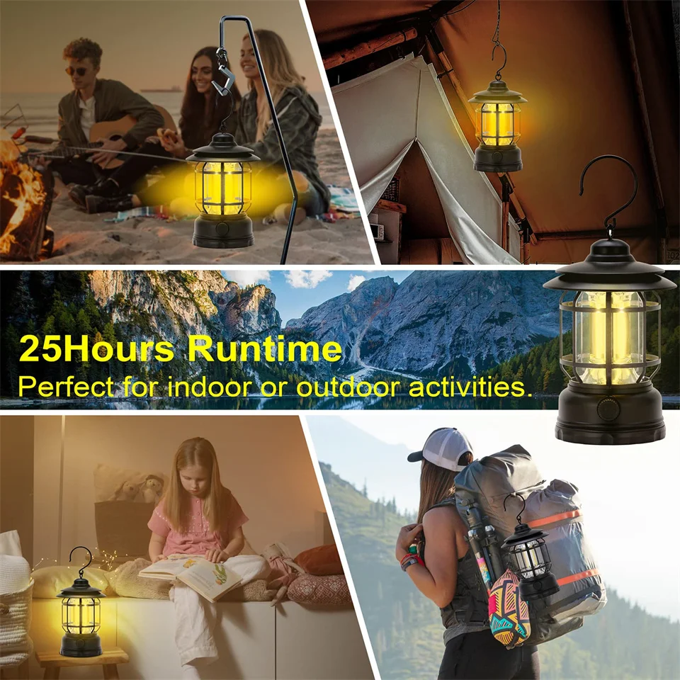 Description Picture 2 of itemCamping Portable Retro Lantern Vintage Tent Lighting Lantern Decoration Waterproof Outdoor Garden Street Path Lawn Lamp
