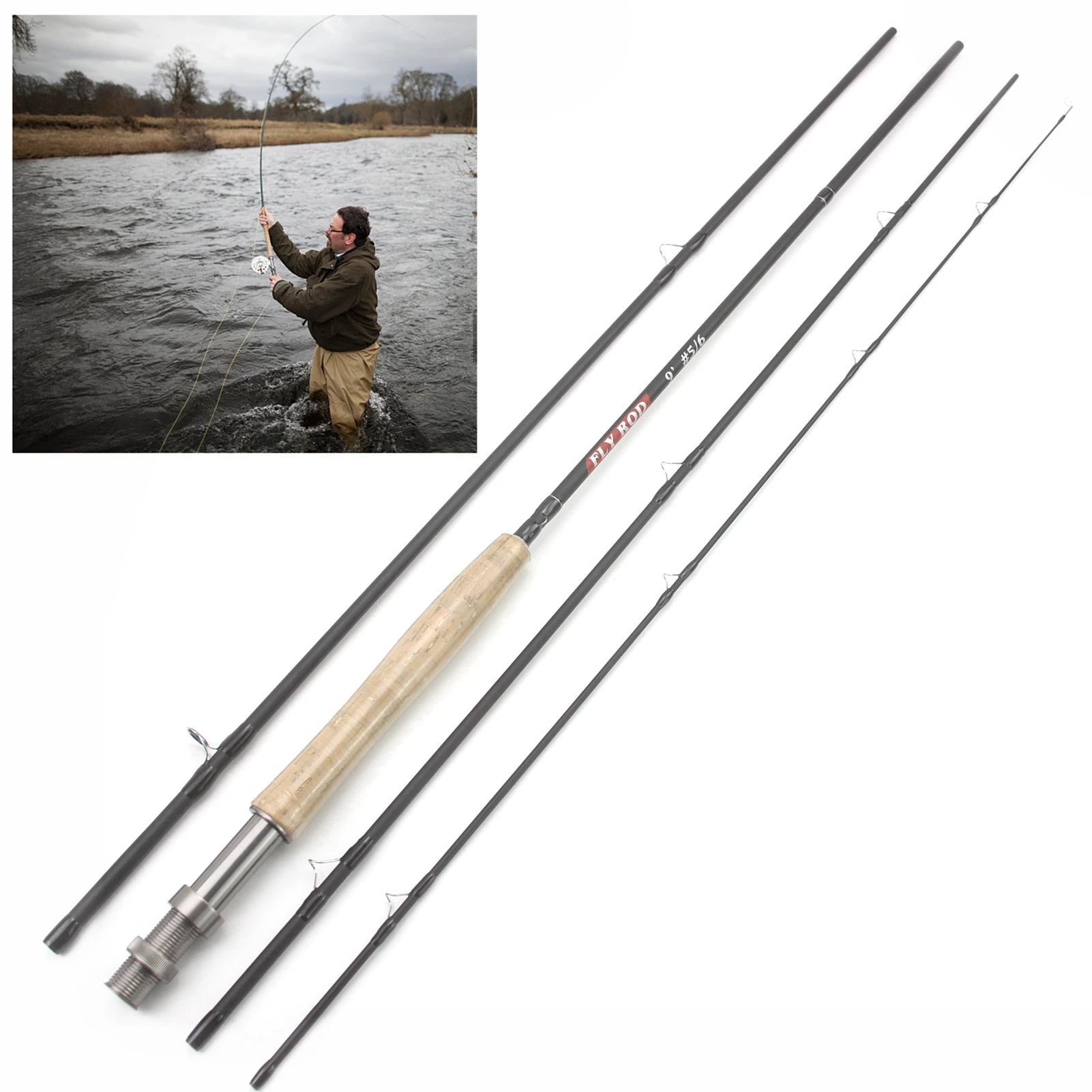 NEW 2.4M 2.7M Fly Fishing Rod 4 Section EVA Cork Handle Carbon Fiber Fly  Fishing Rod for Lake River FISH TACKL Soft Slow Rod