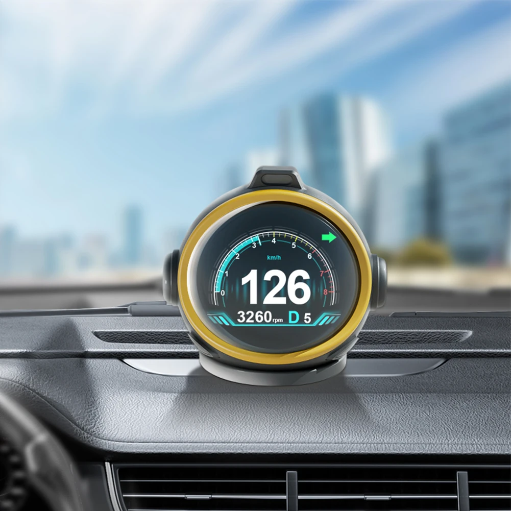 

1x HUD Future-oriented Robot Design Digital Speedometer Gesture Control Plastic+electronic Components OBD2 Connection For Cars