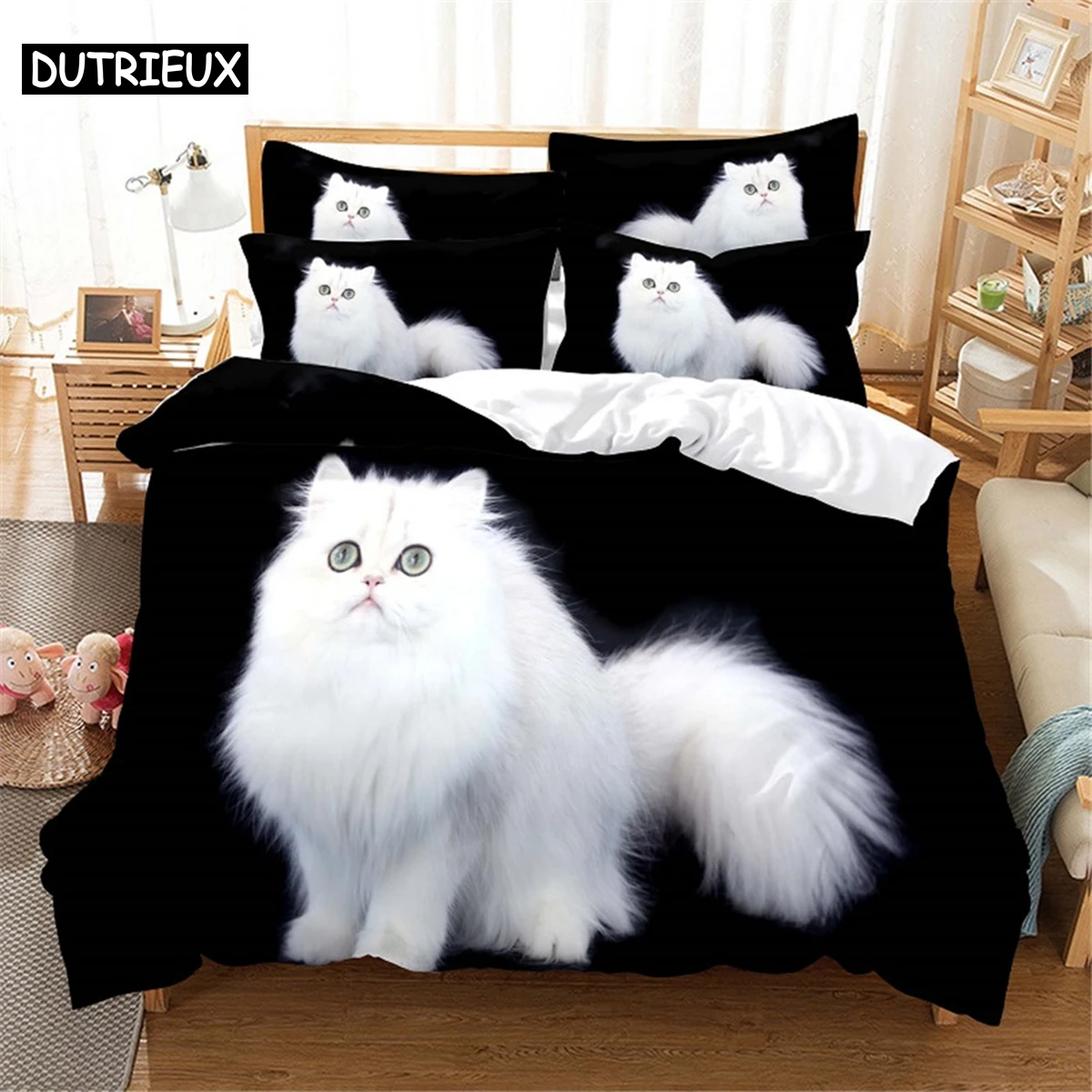 3D Cat Bedding Set Queen Bedding Duvet Cover Set Bedding Set Bed Cover Cotton Queen Bedroom Bed Cover Set Bed Set Bedding