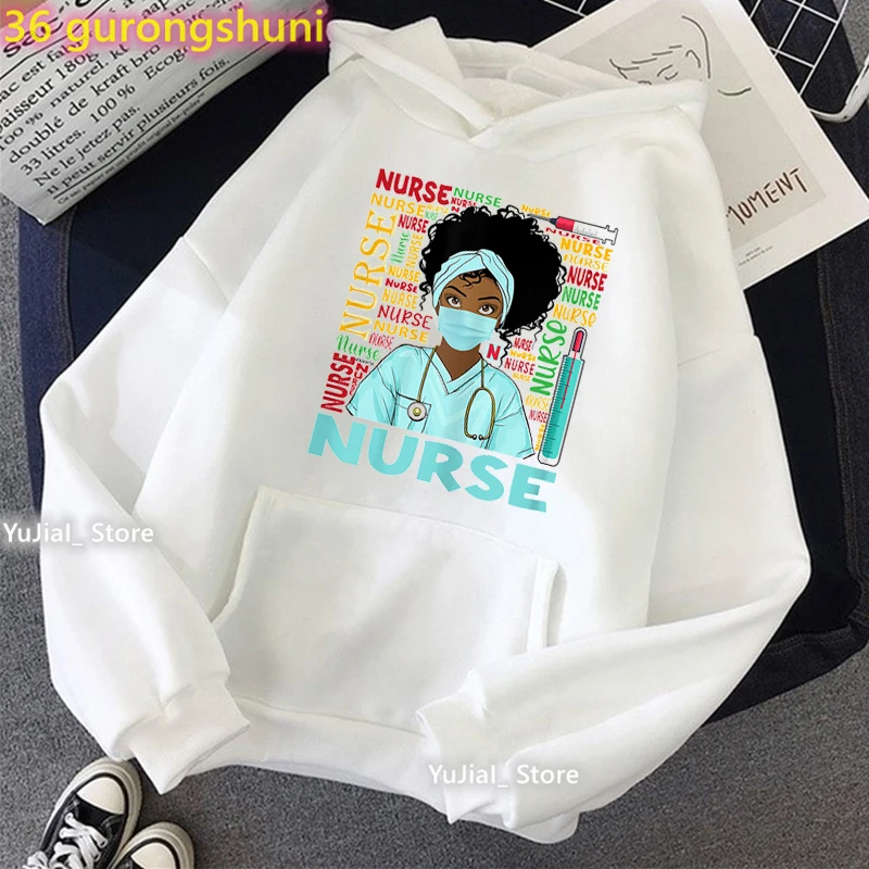 2023 She Believed She Could So She Did Nurse Cartoon Print Hoodie Women Nurse Life Sweatshirt Femme Pink/Gray/White Tracksuit pink nurse retractable badge reel id card clips acrylic hospital badge holder work card clips 360 rotating alligator clip