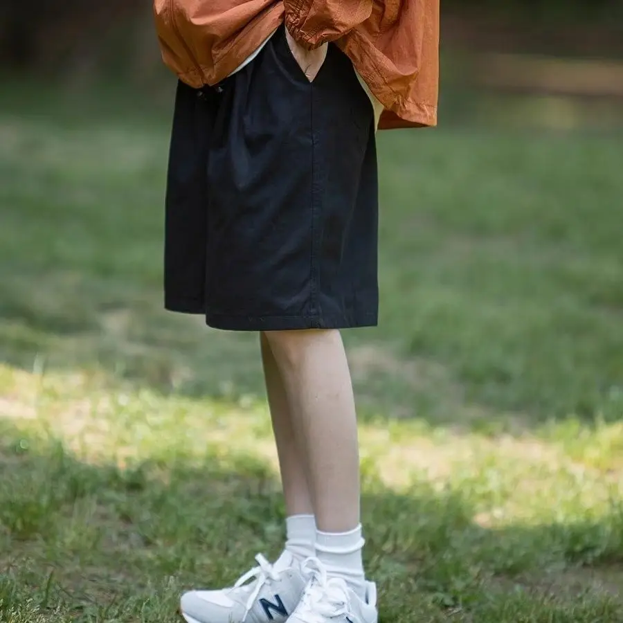Summer Korean simple elastic waist shorts men versatile personality street y2k retro fresh Harajuku loose five point shorts 4
