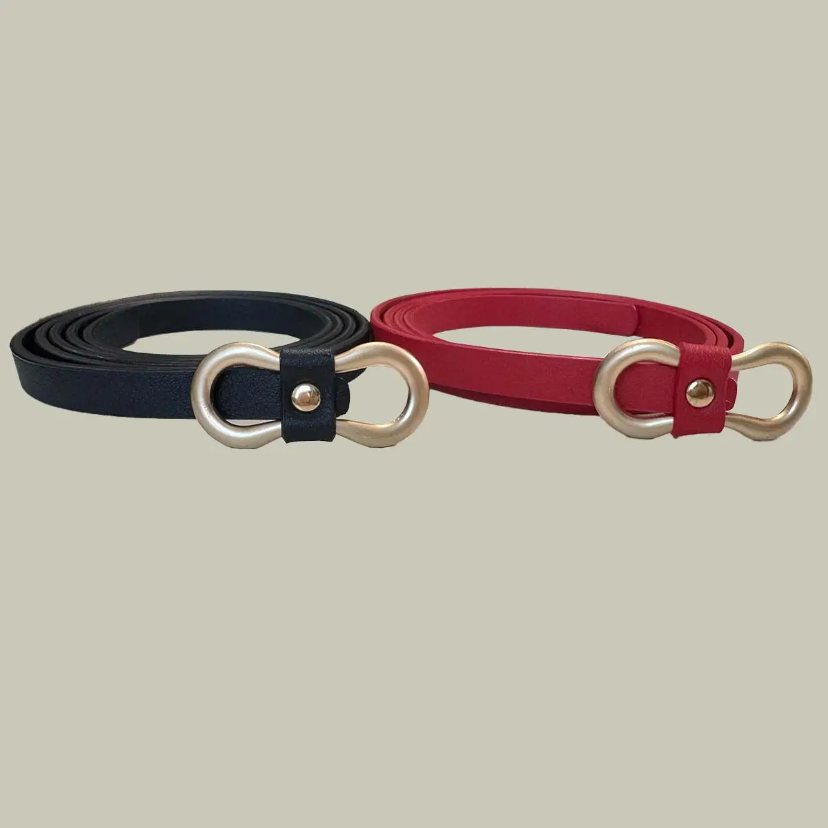 Fashion Women's Belt Simple Metal Buckle hole-free PU Leather Fine 105 Cm Extended Waistband