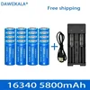 5800mAh rechargeable 3.7V Li-ion 16340 batteries CR123A battery for LED flashlight wall charger, travel for 16340 CR123A battery 1