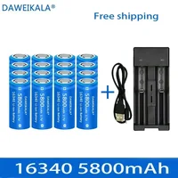 5800mAh rechargeable 3.7V Li-ion 16340 batteries CR123A battery for LED flashlight wall charger, travel for 16340 CR123A battery 1